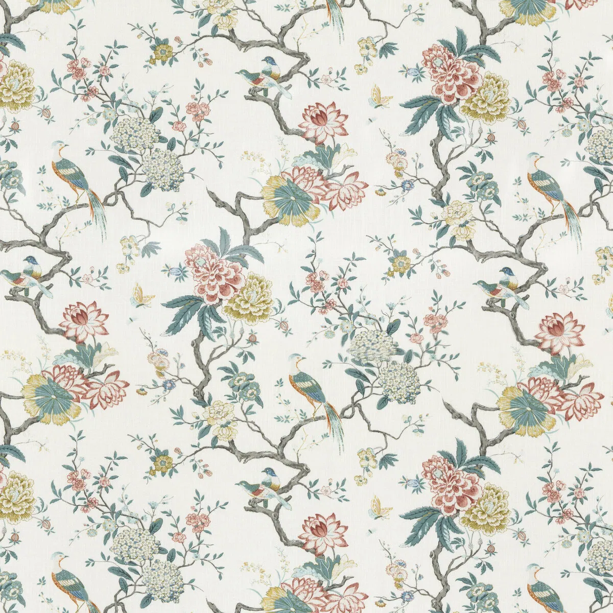 GP & J Baker Oriental Bird Signature Teal Fabric