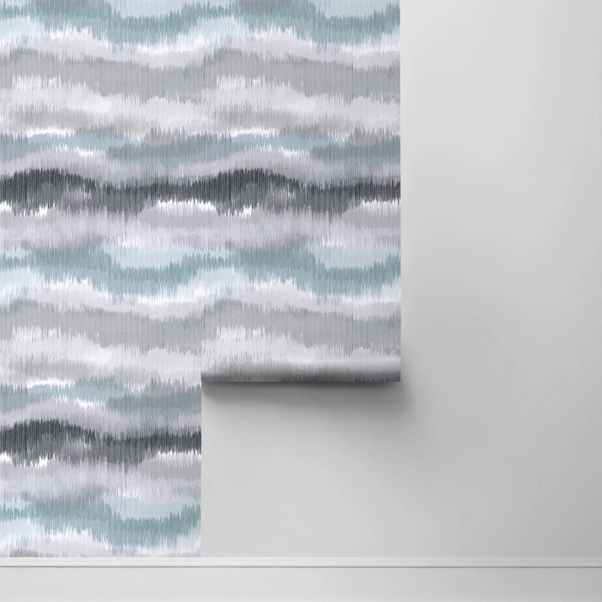 Lillian August Peel & Stick Ikat Waves Morning Fog Wallpaper