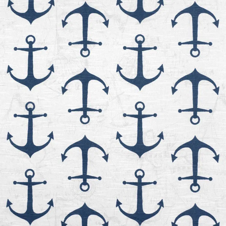 Premier Prints Anchors Premier Navy Slub Fabric