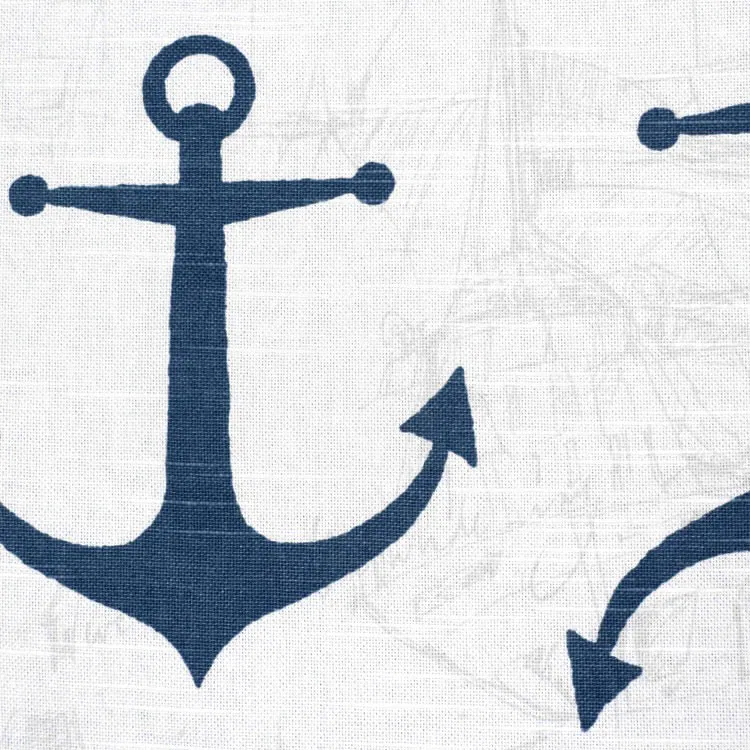 Premier Prints Anchors Premier Navy Slub Fabric