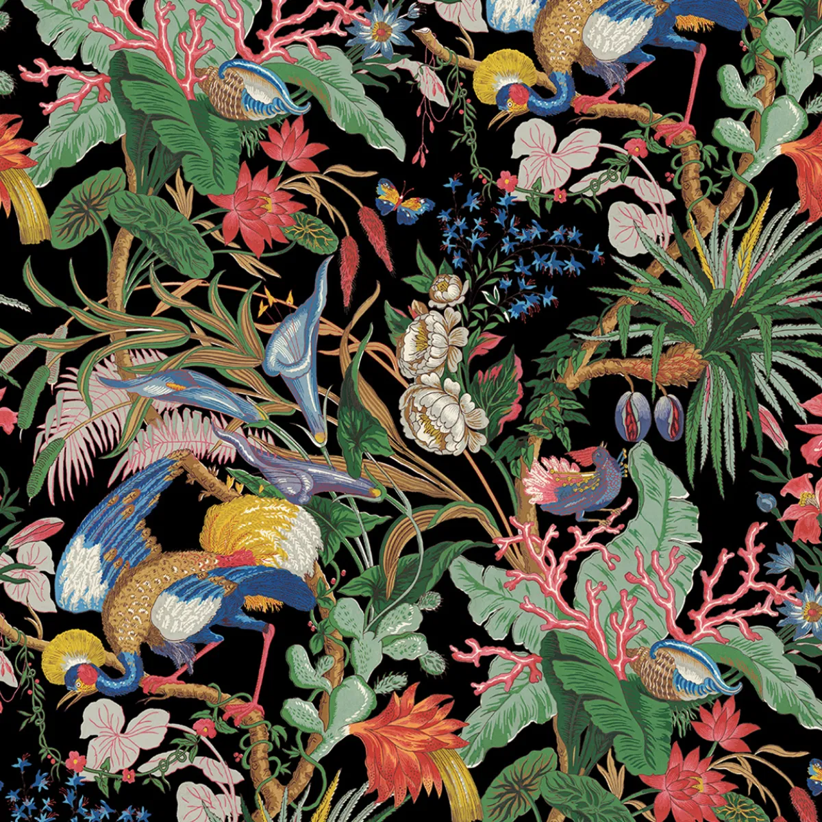 NextWall Peel & Stick Tropical Canopy Ebony Wallpaper