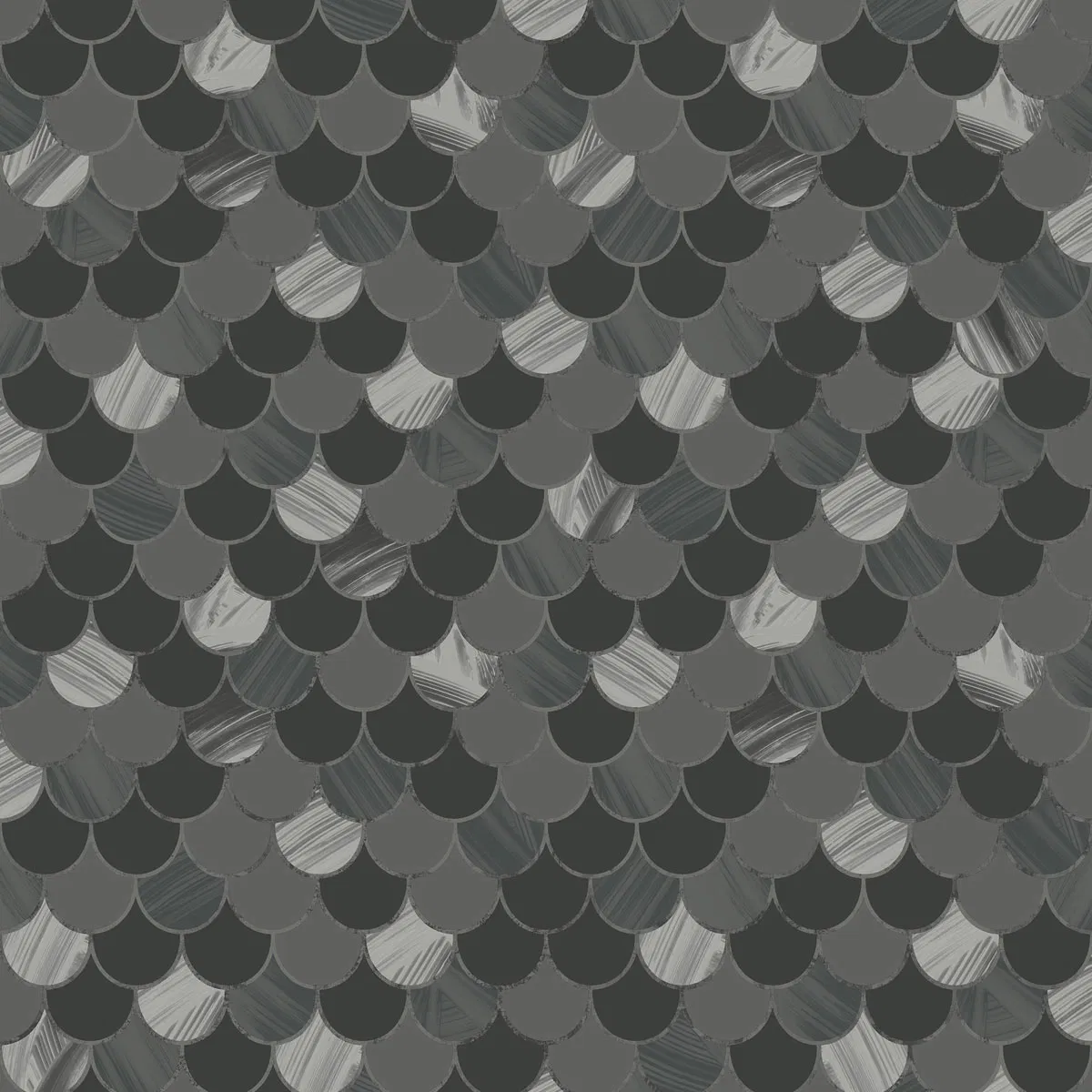 Seabrook Designs Catalina Scales Black & Metallic Silver Wallpaper