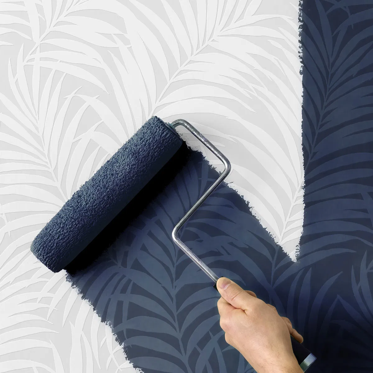 Seabrook Designs Tossed Palm White Paintable Wallpaper