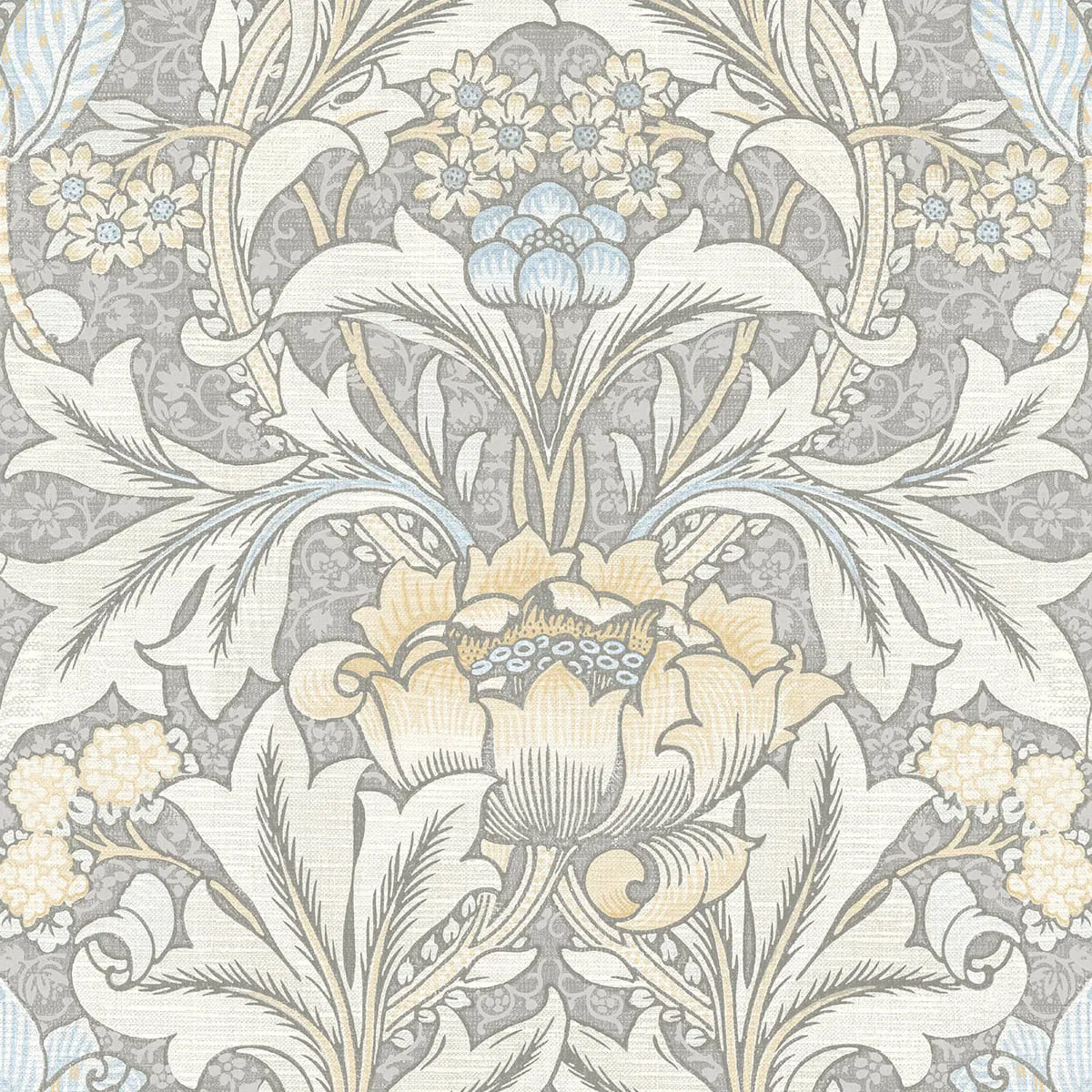 NextWall Peel & Stick Morris Flower Daydream Grey & Pearl Blue Wallpaper