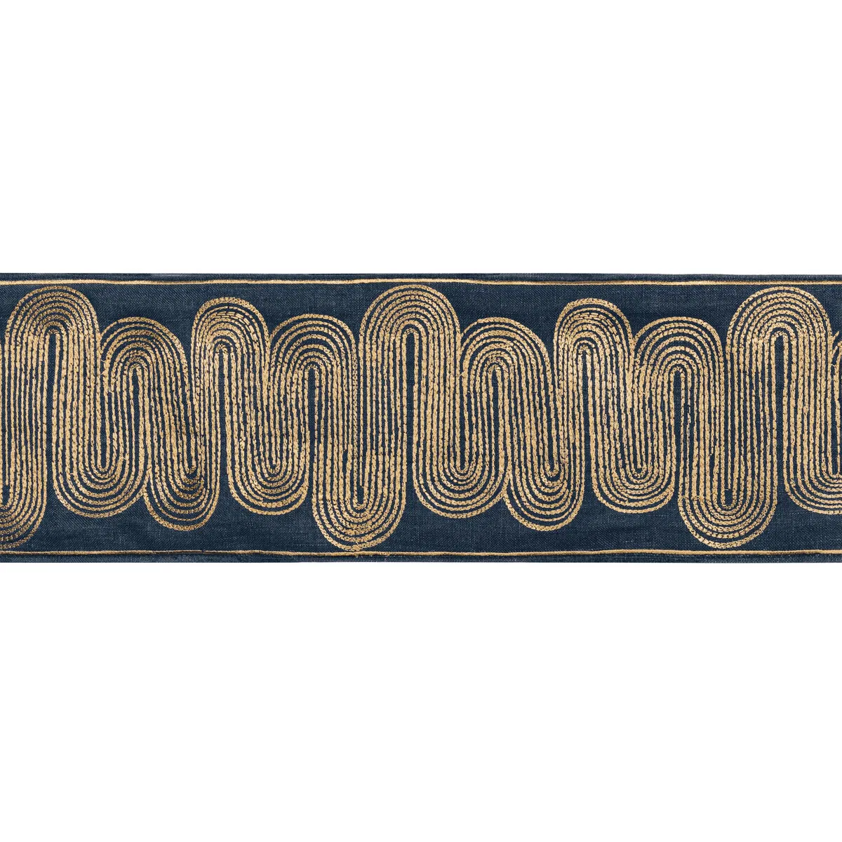 Kravet Ischia Tape Gold/Navy Band Trim