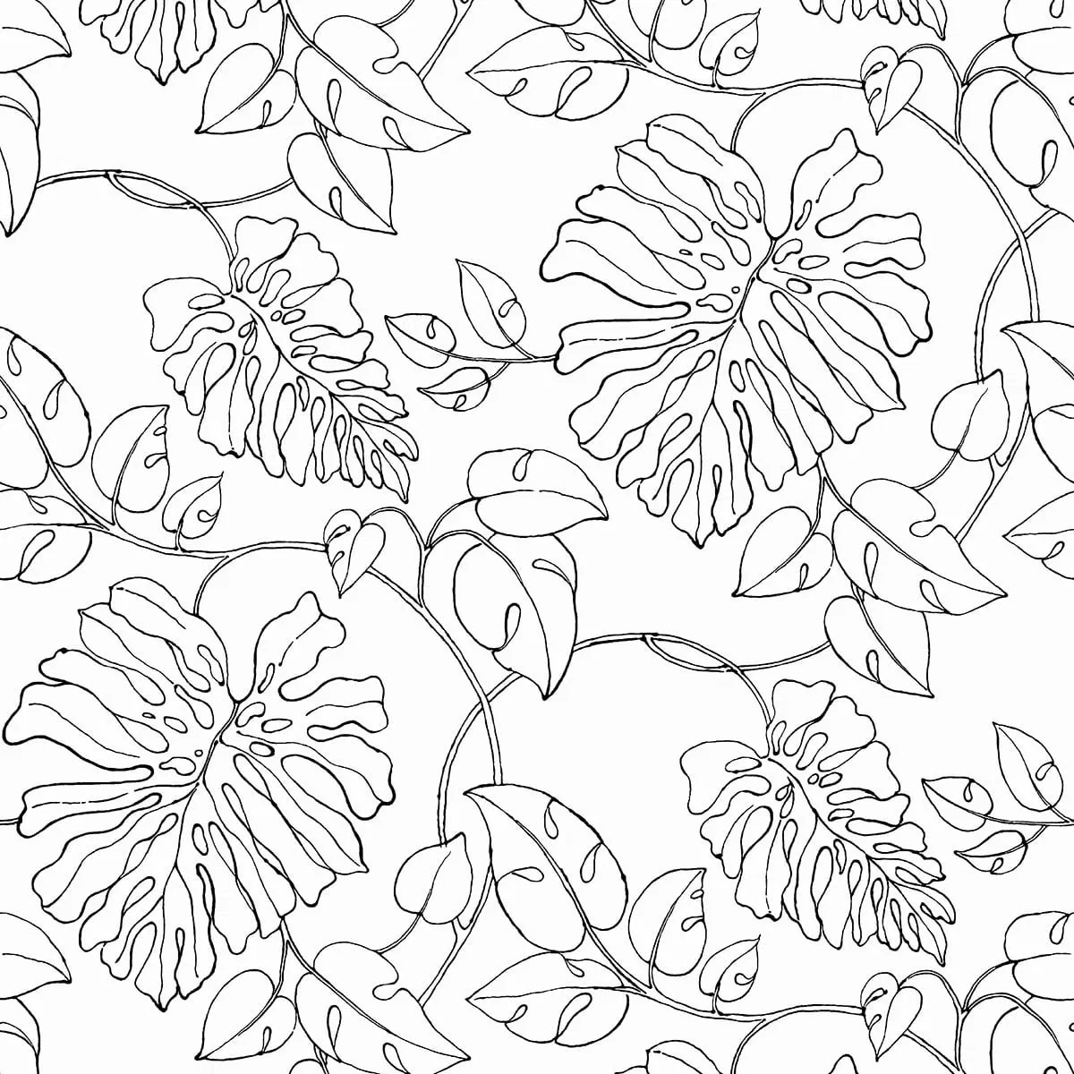 NextWall Peel & Stick Tropical Linework Black & White Wallpaper