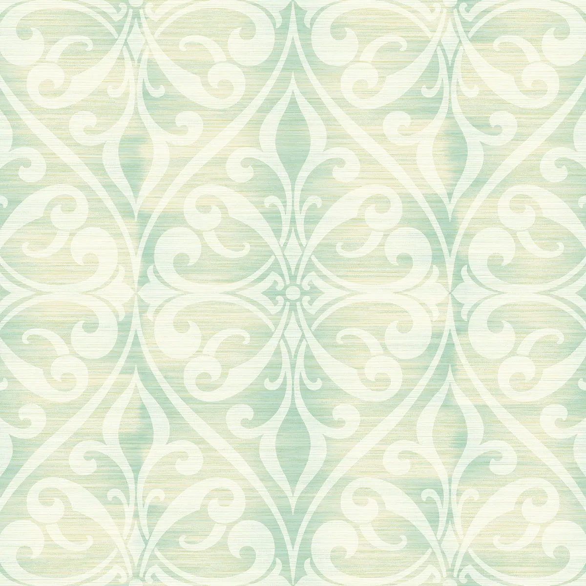 Seabrook Designs Chambon Ogee Seafoam & Linen Wallpaper