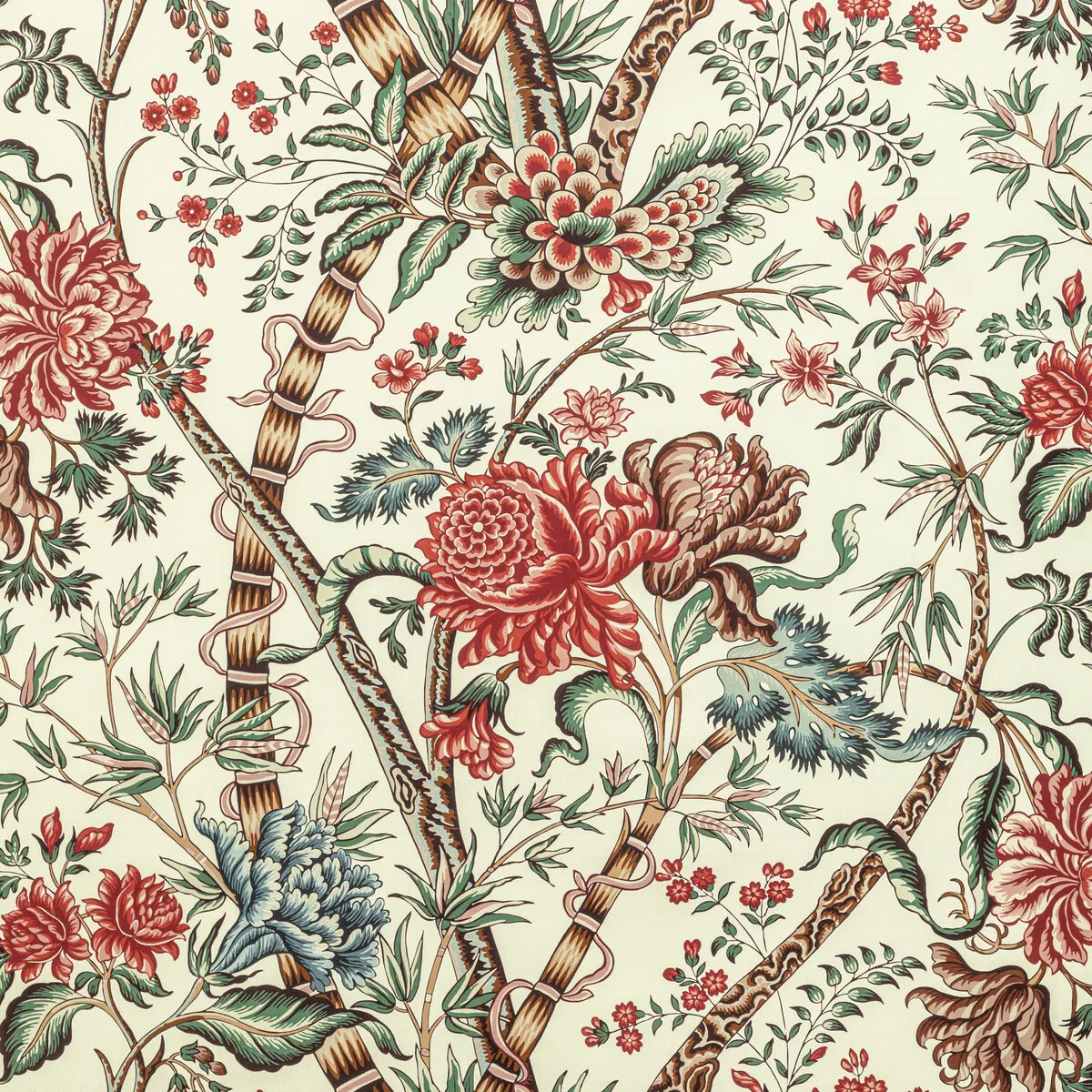 Brunschwig & Fils Luberon Print Red/Teal Fabric