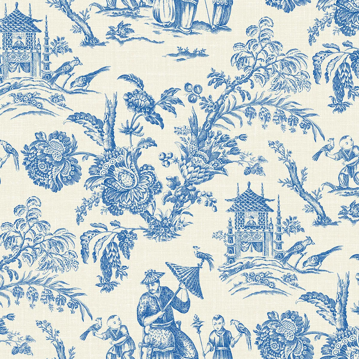 Seabrook Designs Colette Chinoiserie Denim Wash Wallpaper