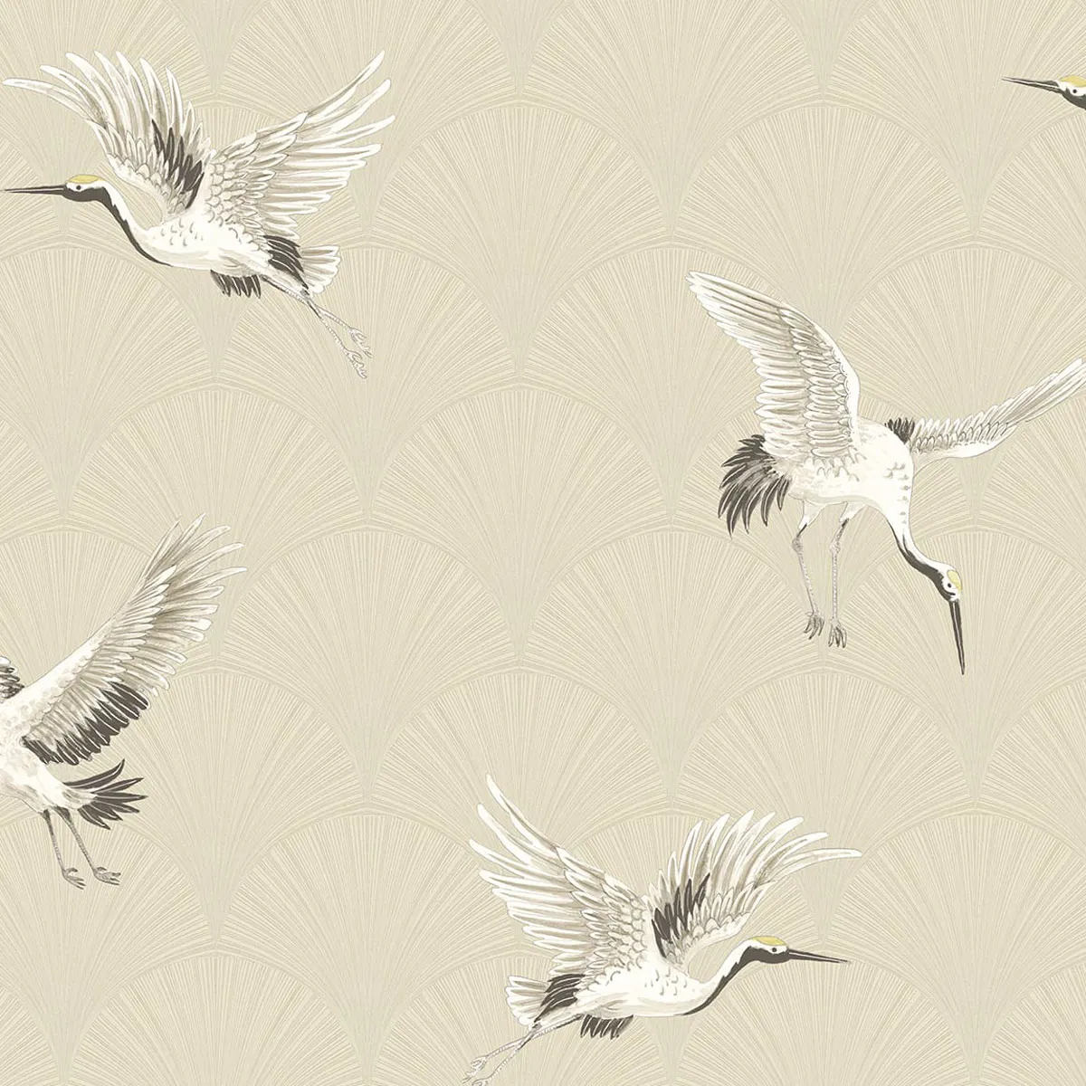 NextWall Peel & Stick Cranes Alba Beige Wallpaper