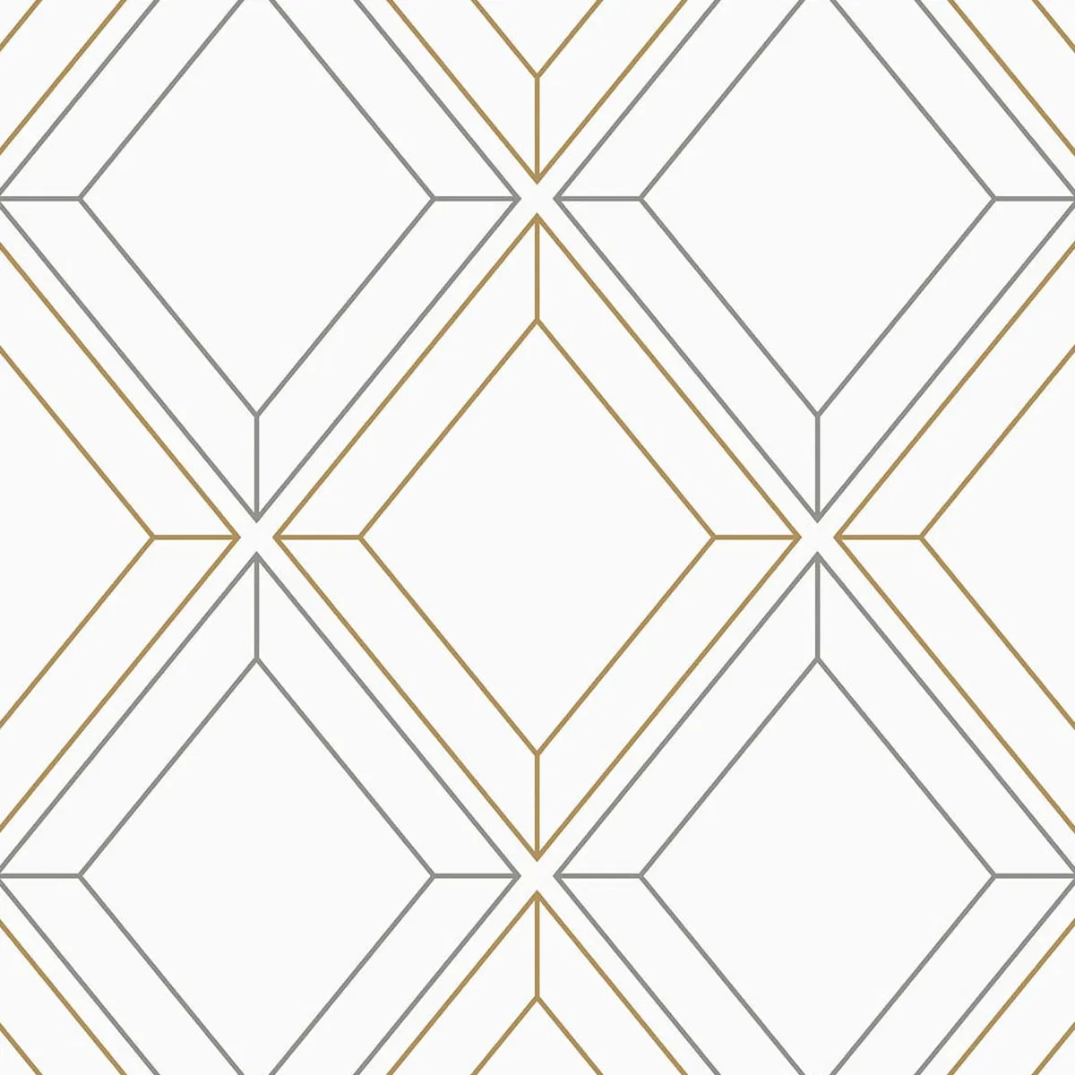 Seabrook Designs Linework Gem Metallic Silver & Gold Wallpaper