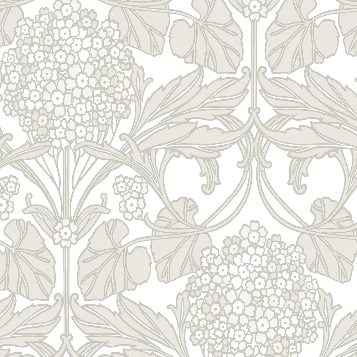 Seabrook Designs Floral Hydrangea Pale Oak & Pearl Wallpaper