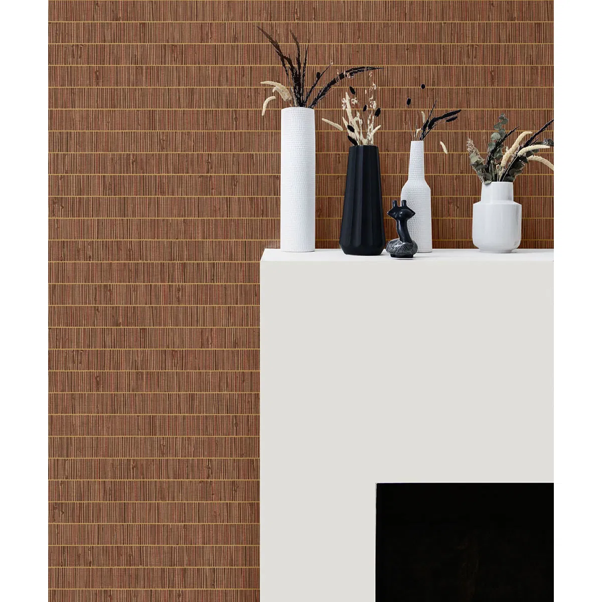 Seabrook Designs Blue Grass Band Terra Cotta Wallpaper