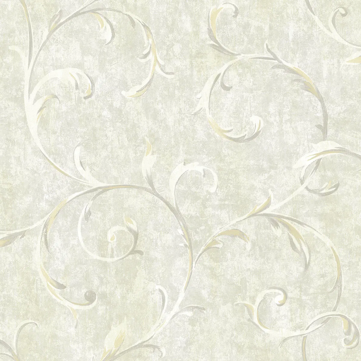 Seabrook Designs Scroll Metallic Gold & Grey Wallpaper