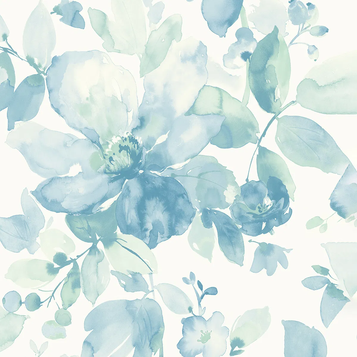 NextWall Peel & Stick Watercolor Flower Seaglass Wallpaper