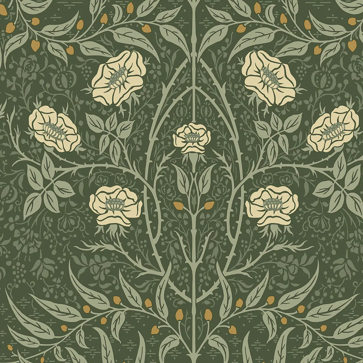 Seabrook Designs Stenciled Floral Evergreen Prepasted Wallpaper