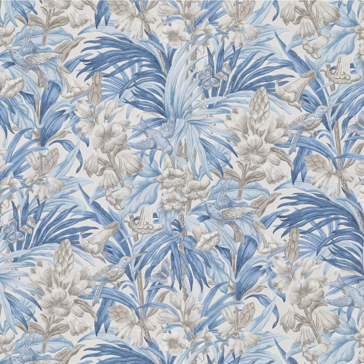GP & J Baker Trumpet Flowers Cotton Blue Fabric