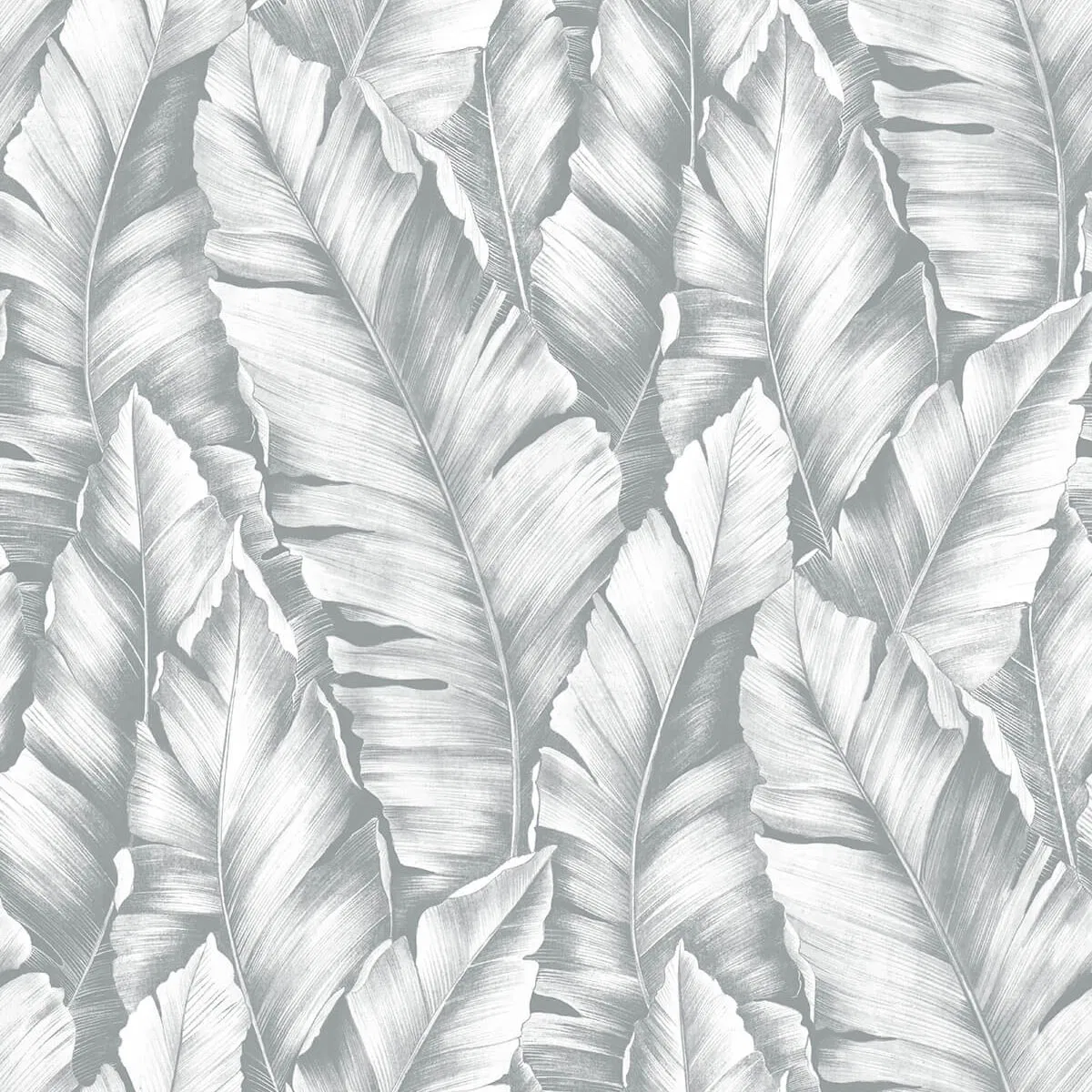 NextWall Peel & Stick Baha Banana Leaves Daydream Gray Wallpaper
