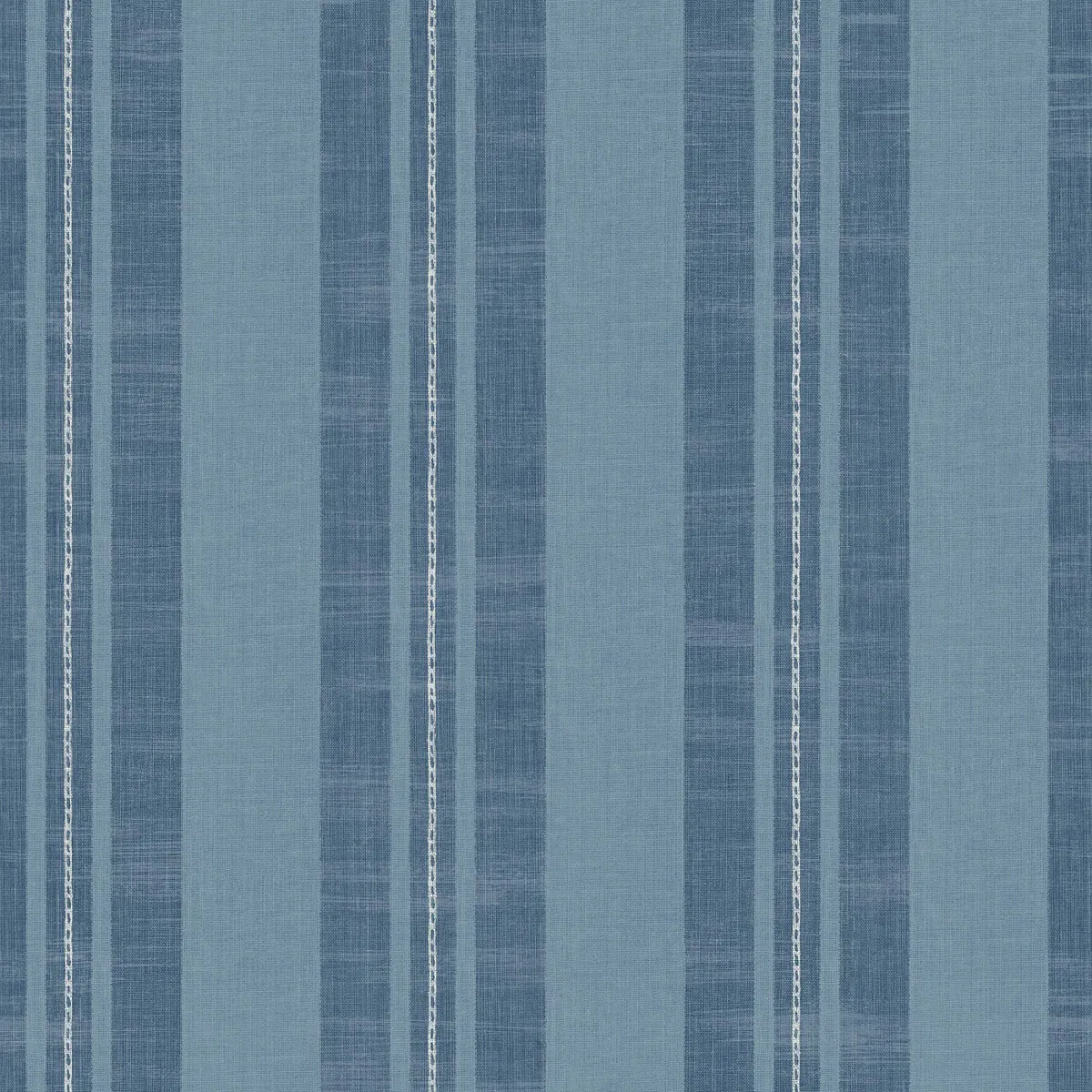 Seabrook Designs Linen Stripe Sky Blue & Denim Wallpaper