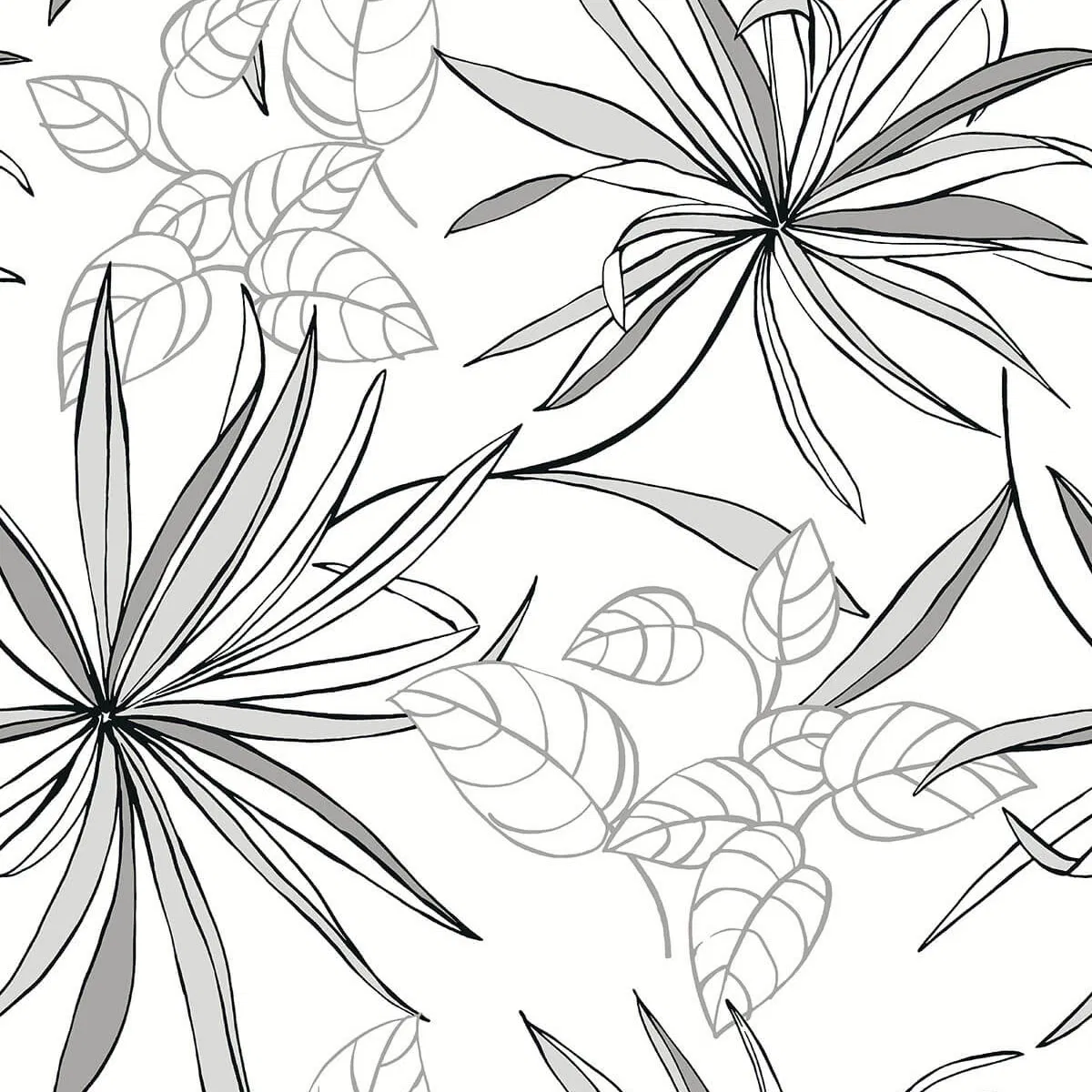 NextWall Peel & Stick Spider Plants Grayscale Wallpaper