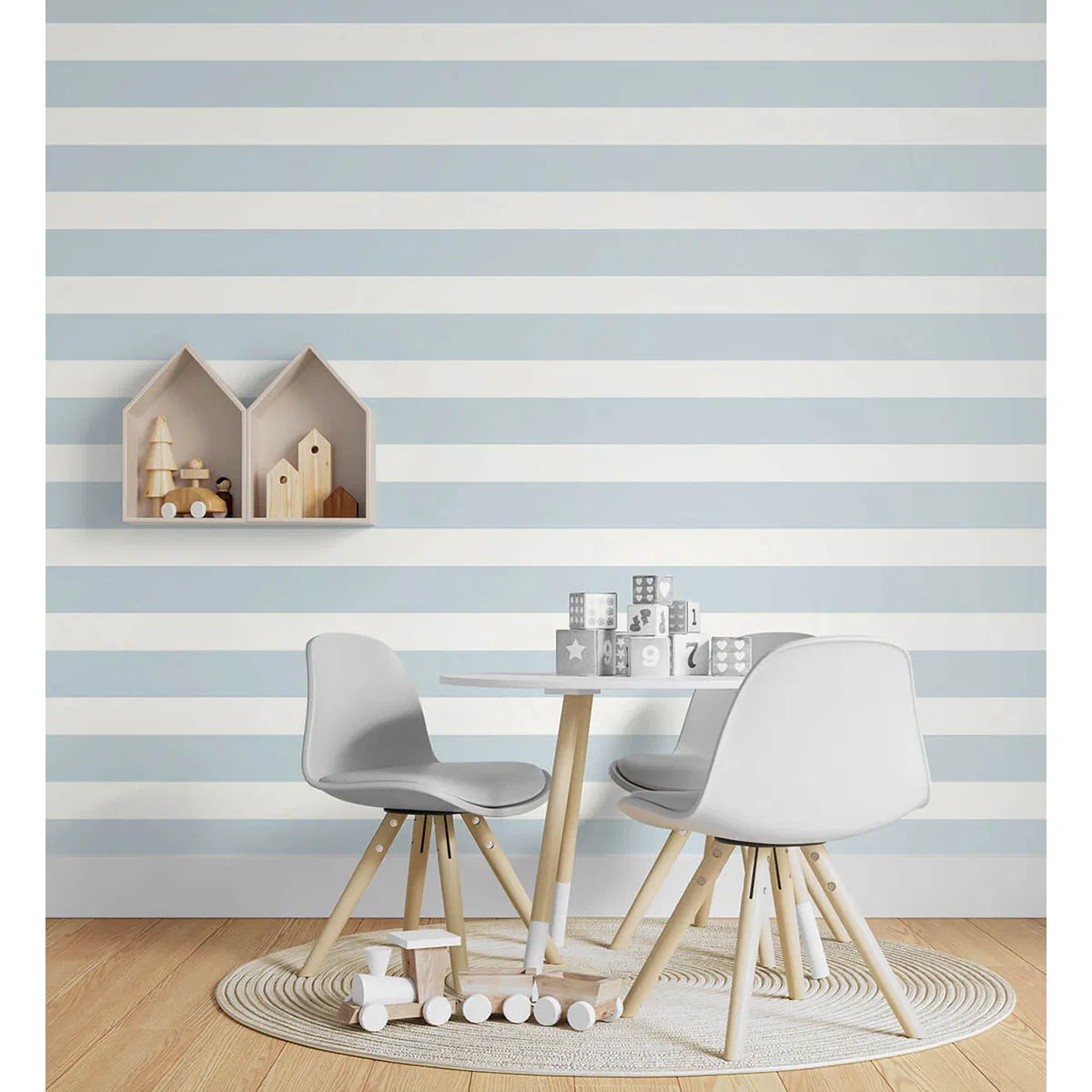 Lillian August Peel & Stick Designer Stripe Hampton Blue Wallpaper