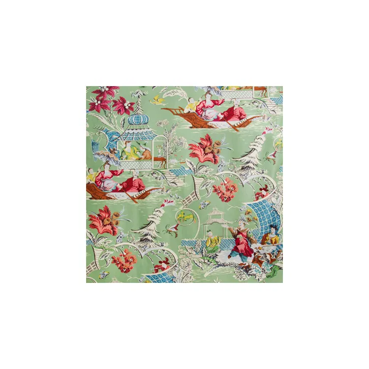 Brunschwig & Fils Pillement Glazed Chintz Green Fabric