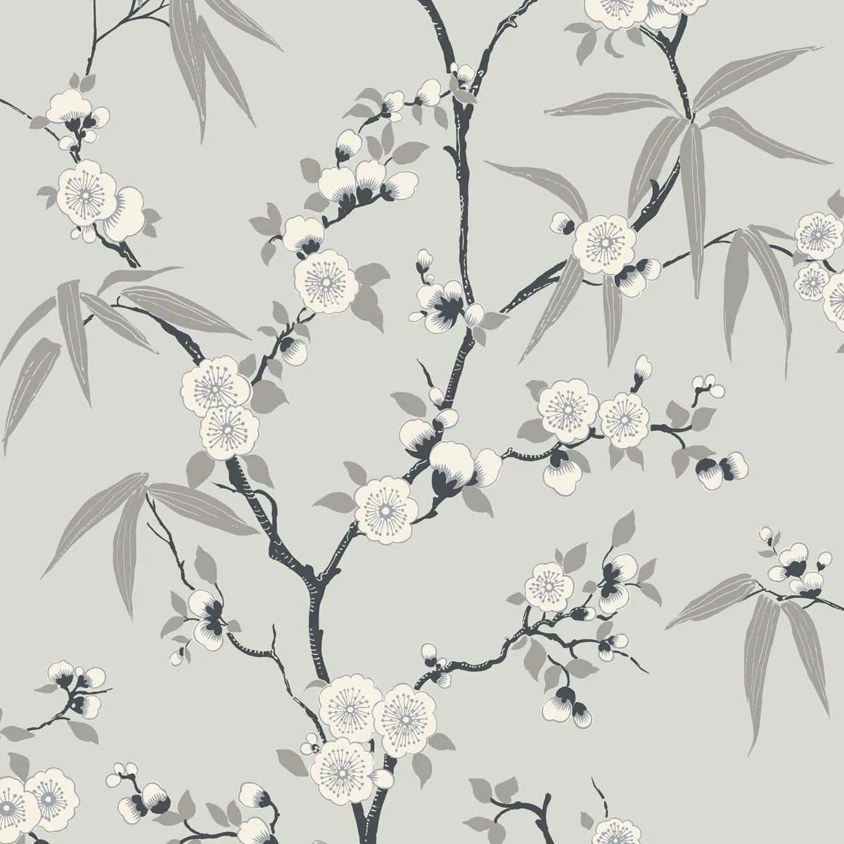 Seabrook Designs Floral Blossom Trail Stormy Wallpaper