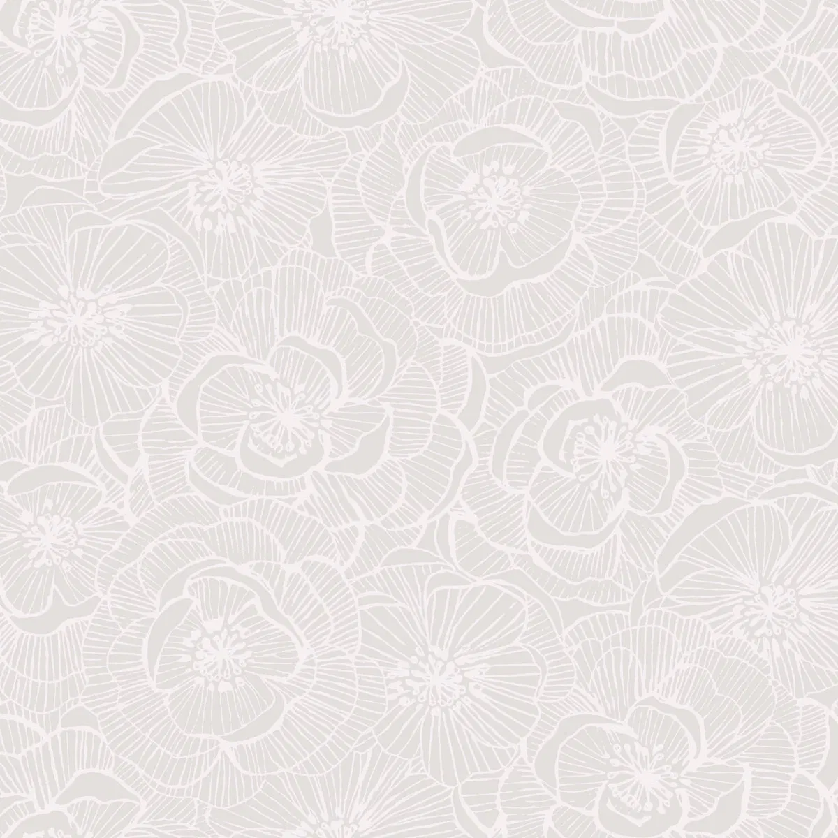 Seabrook Designs Graphic Floral Metallic Champagne & Off-White Wallpaper