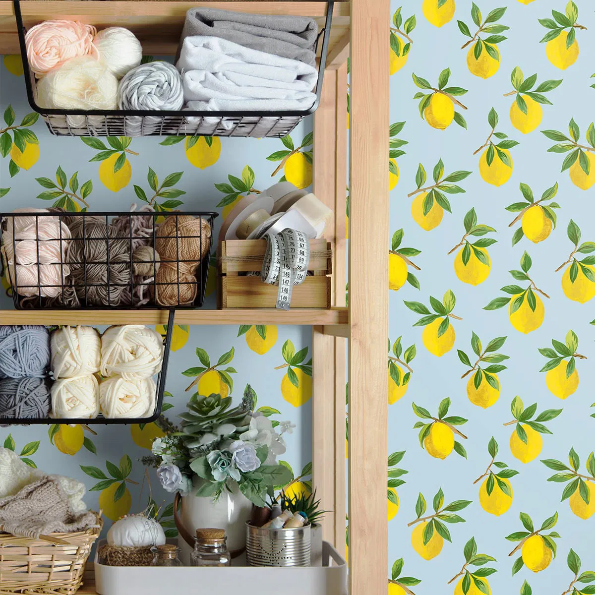 Daisy Bennett Lemoncello Sky Blue Peel & Stick Wallpaper