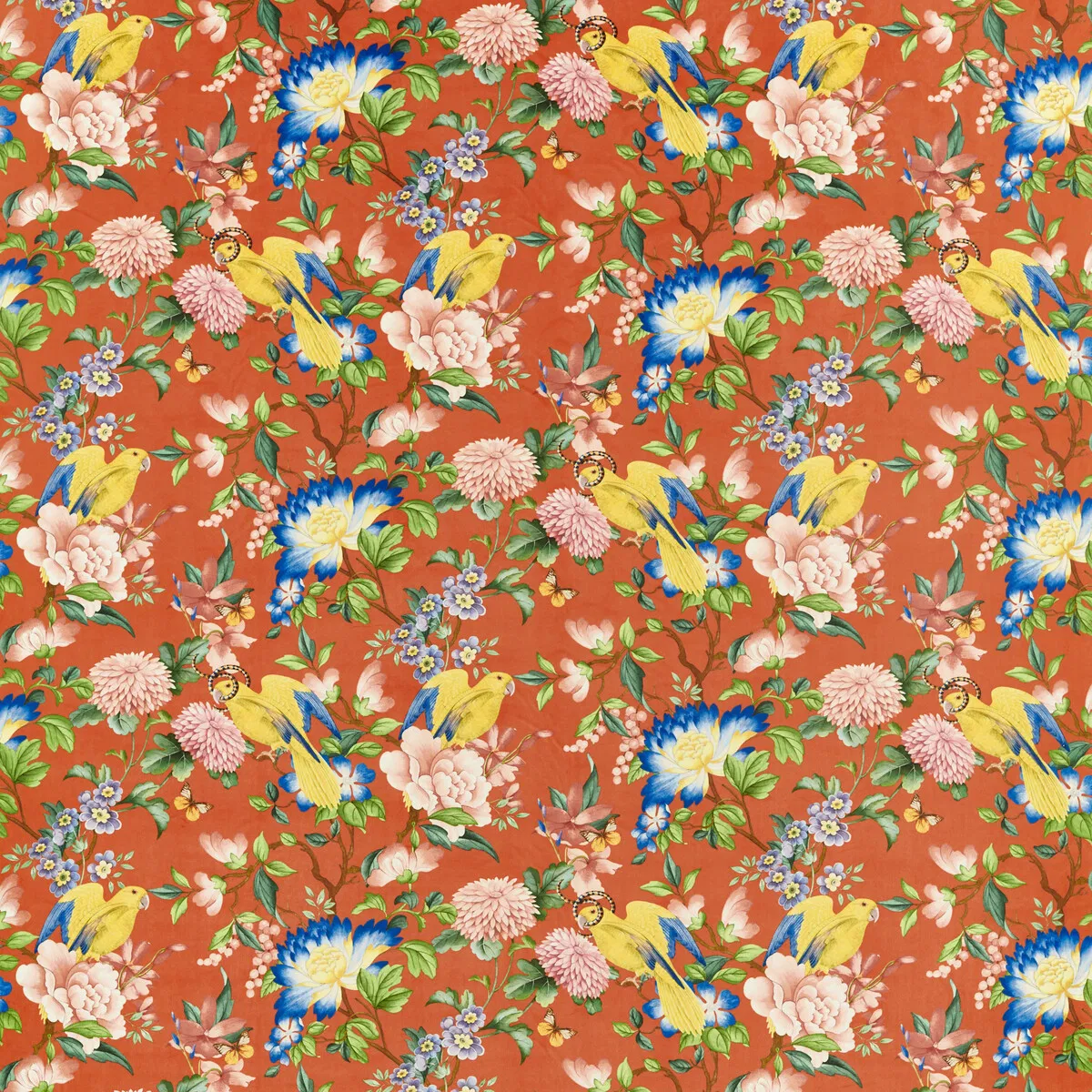 Clarke & Clarke Golden Parrot Coral Velvet Fabric