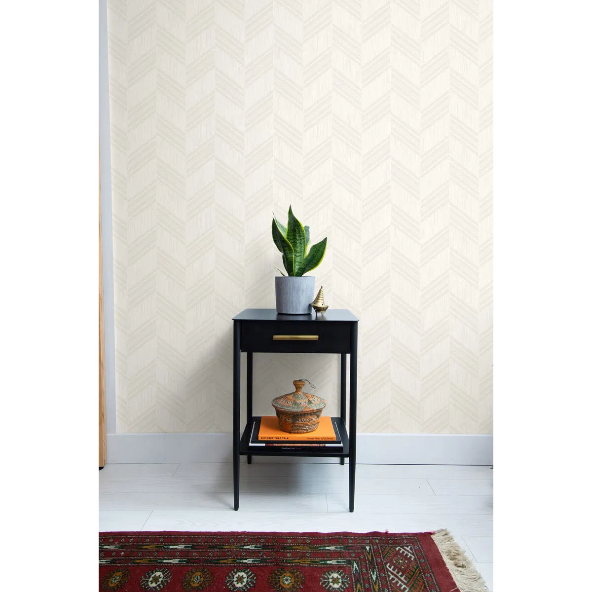 Seabrook Designs Boho Chevron Stripe Gray Mist & Ivory Wallpaper