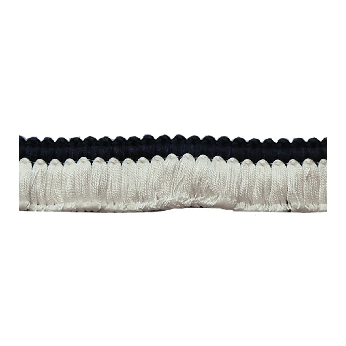 Lee Jofa Cut Ruche Two Navy & White Brush Fringe Trim
