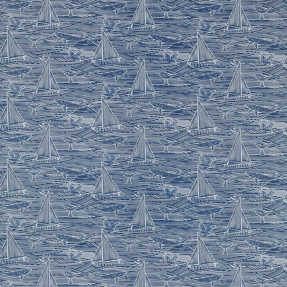 Clarke & Clarke Fin Navy Fabric